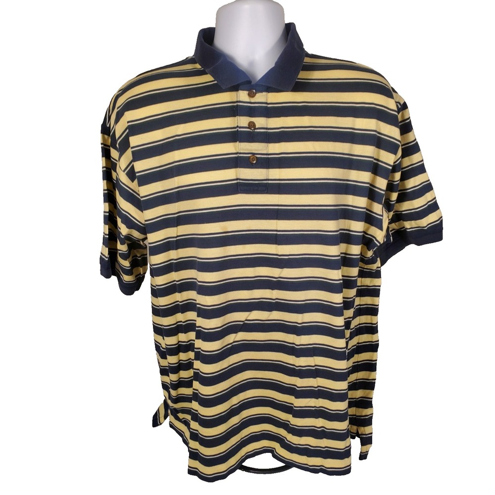 Titleist by Corbin Ltd Golf Polo Shirt Men's XL Yellow/‎ Blue Stripped Cotton